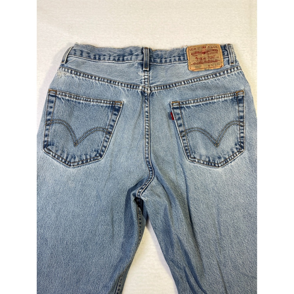 Vintage 90s Levis 550 Mens Relaxed Fit Light Wash Tapered Leg Streetwear Jeans